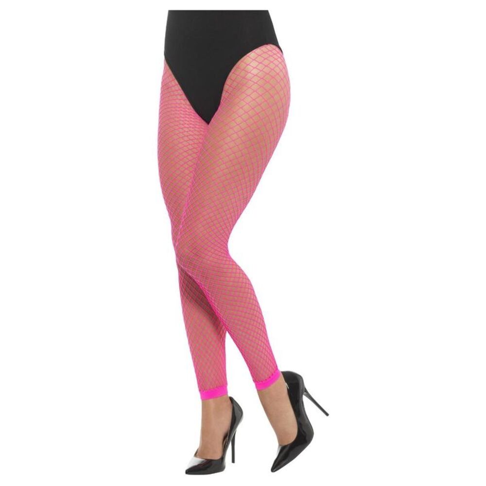 Smiffys Womens/Ladies Net Footless Tights / Neon Pink